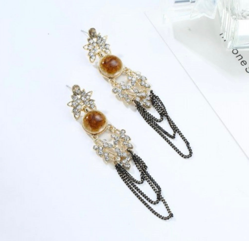 Brown Color American Diamond Earrings (ADE390BRW)